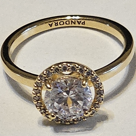 Authentic Pandora Sparkling Round Halo Ring size 54 us 7 - Picture 2 of 5